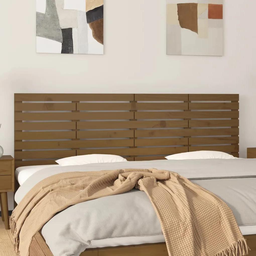 824721 vidaXL Tăblie de pat pentru perete, maro miere, 206x3x63 cm, lemn pin