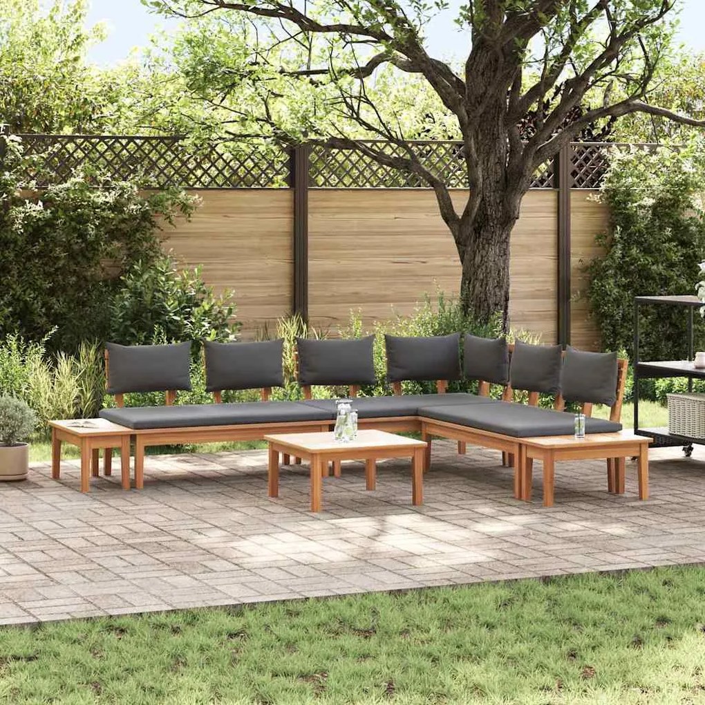 vidaXL Set de Bănci pentru Grădină 3 pcs Maro și gri închis și maro