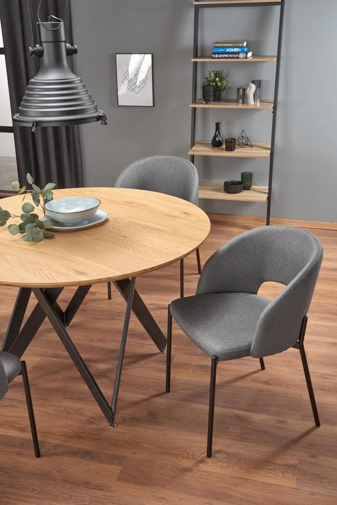 Set masa rotunda Mozambik ø120 cm + 4 scaune K373 gri