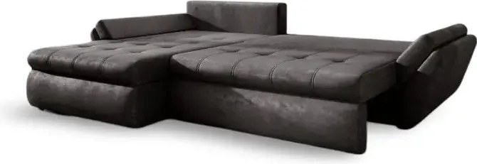 Colțar extensibil dumonde cu ladă de depozitare si sezut confortabil din spuma high-density, Loana Madagaskar Black 270x185 cm