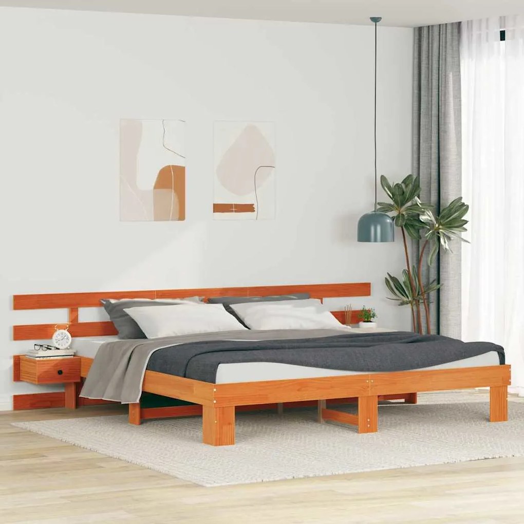 vidaXL Cadru de pat cu sertar Maro 200 x 200 cm Lemn masiv de pin
