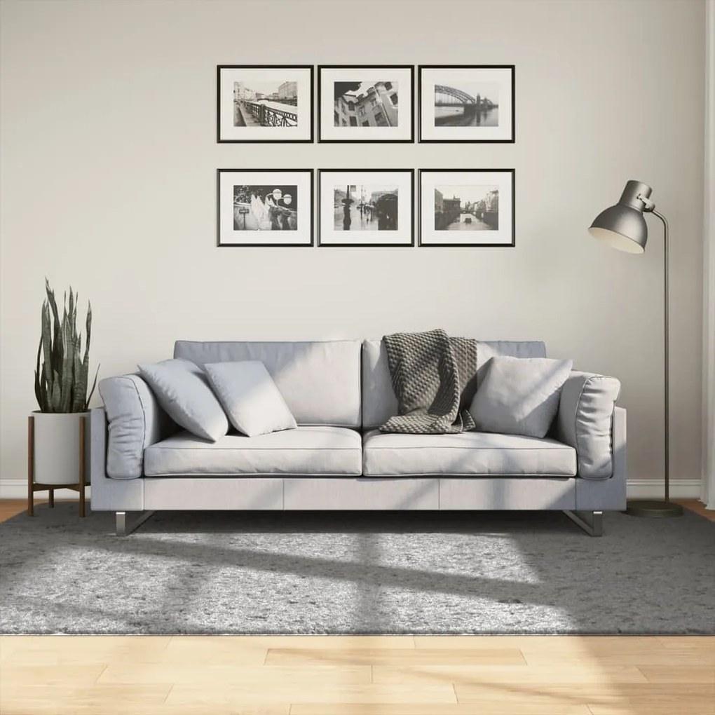 vidaXL Covor pufos &quot;PAMPLONA&quot; cu fire înalte, gri modern, 160x230 cm