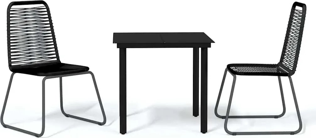 vidaXL Set de mobilier pentru grădină, 3 piese, negru