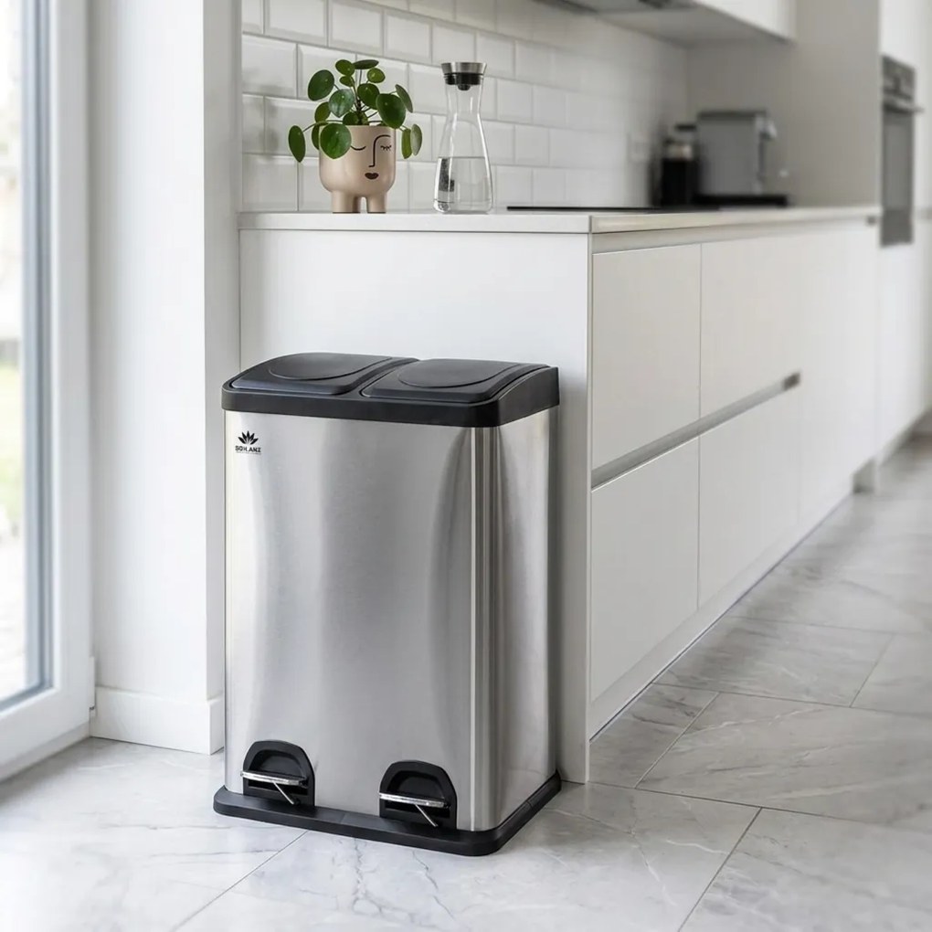 Coș sortare deșeuri Brilanz Savery, 2 x 20 l, inox, 40 l