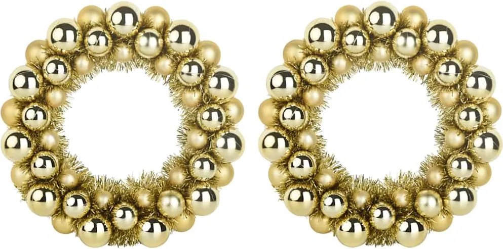 vidaXL Coronite cu bile de Craciun 2 pcs Auriu 33 x 33 x 7 cm