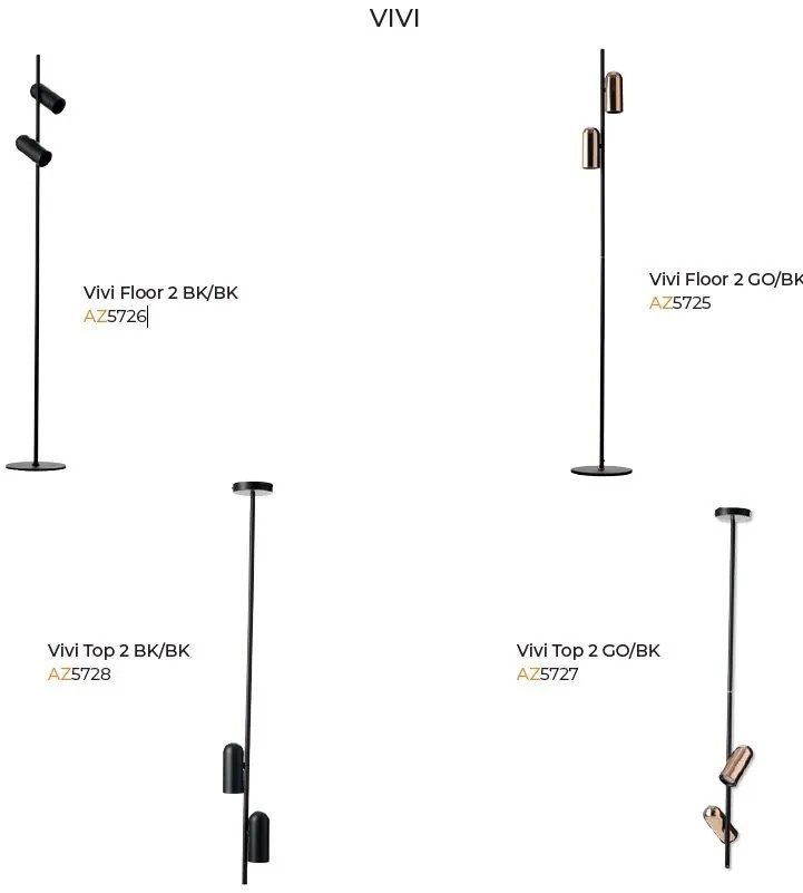 Lampadar modern stil minimalist VIVI 2 negru/auriu