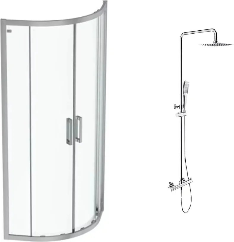 Pachet cabina de dus Ideal Standard Connect 2 crom 80x80 si coloana de dus OMNIRES Y crom