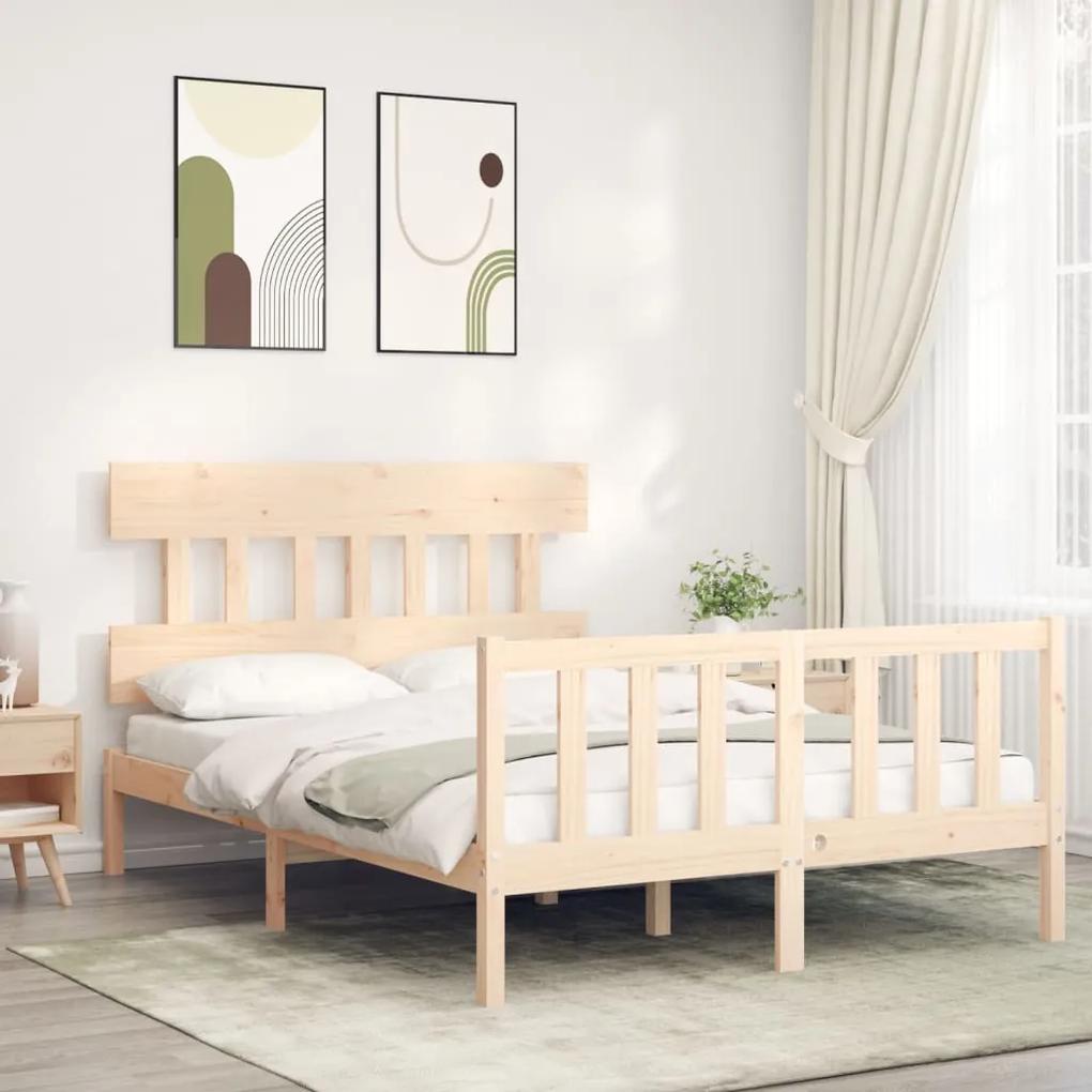 3193316 vidaXL Cadru de pat cu tăblie, 140x190 cm, lemn masiv
