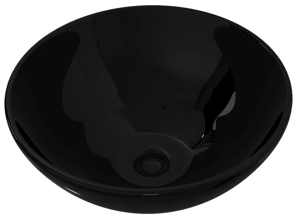 141929 vidaXL Chiuvetă ceramică pentru baie, rotundă, neagră
