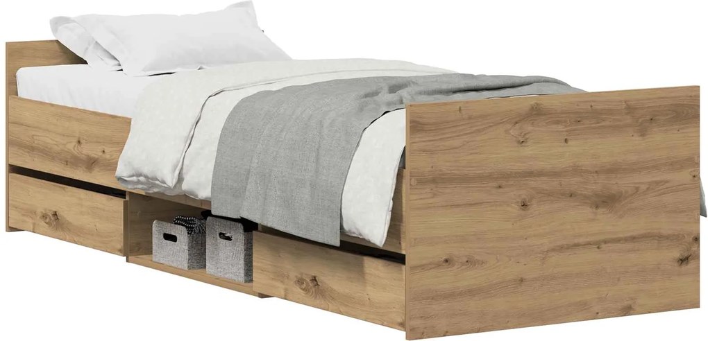 vidaXL Cadru de pat Stejar Artizanal 193 x 78 x 50 cm Lemn compozit