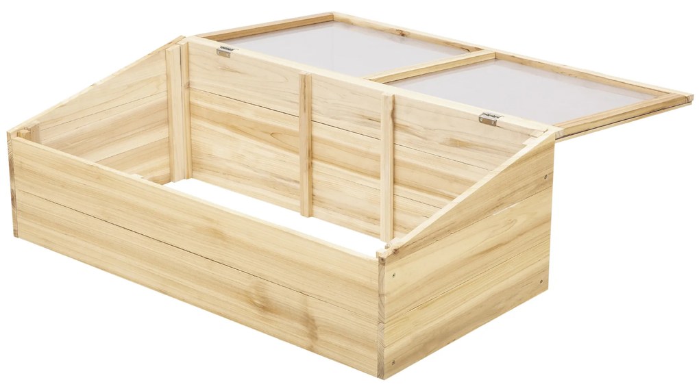 Seră de lemn Outsunny Frigider Seră Frigider Sistem de grădinărit și grădinărit pentru balcon, 100 x 50 x 35 cm, Natural, Molid, placă PC | Aosom Romania