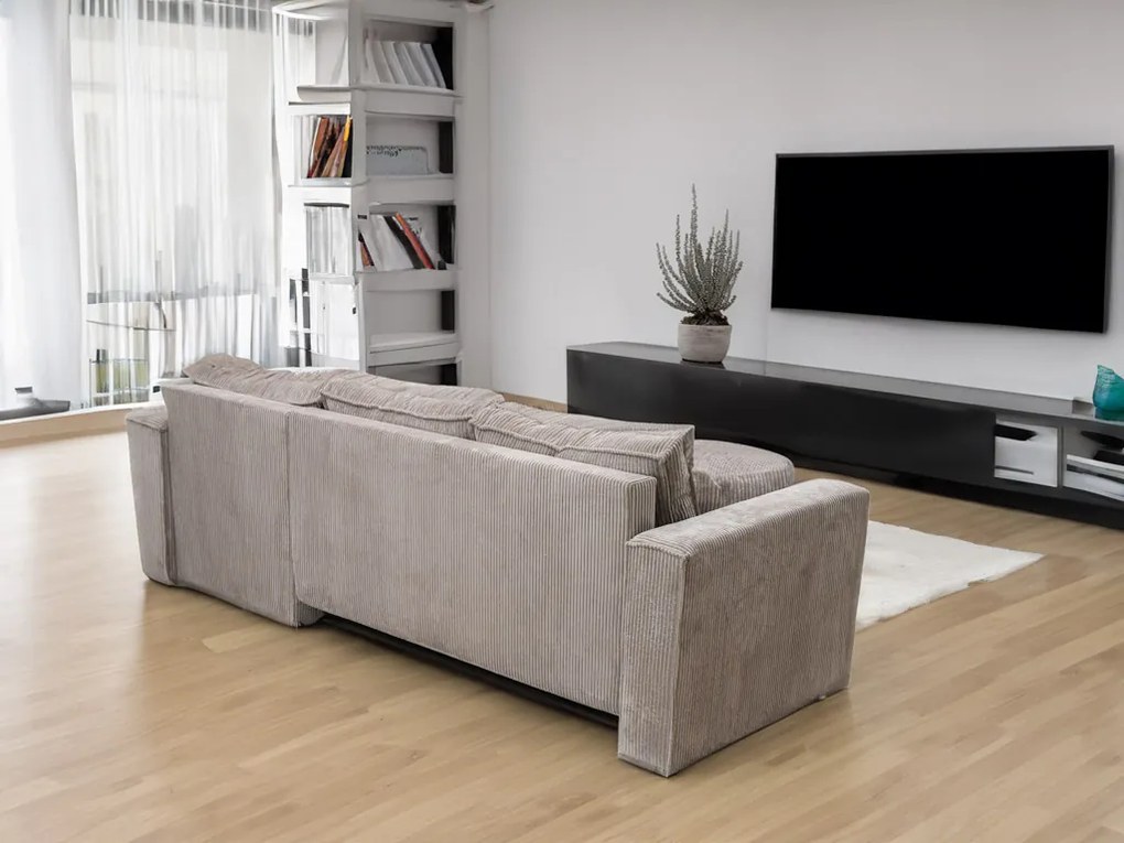 Canapea colt extensibila SMART COSARO bej, cu colt bilateral + 2 perne CADOU