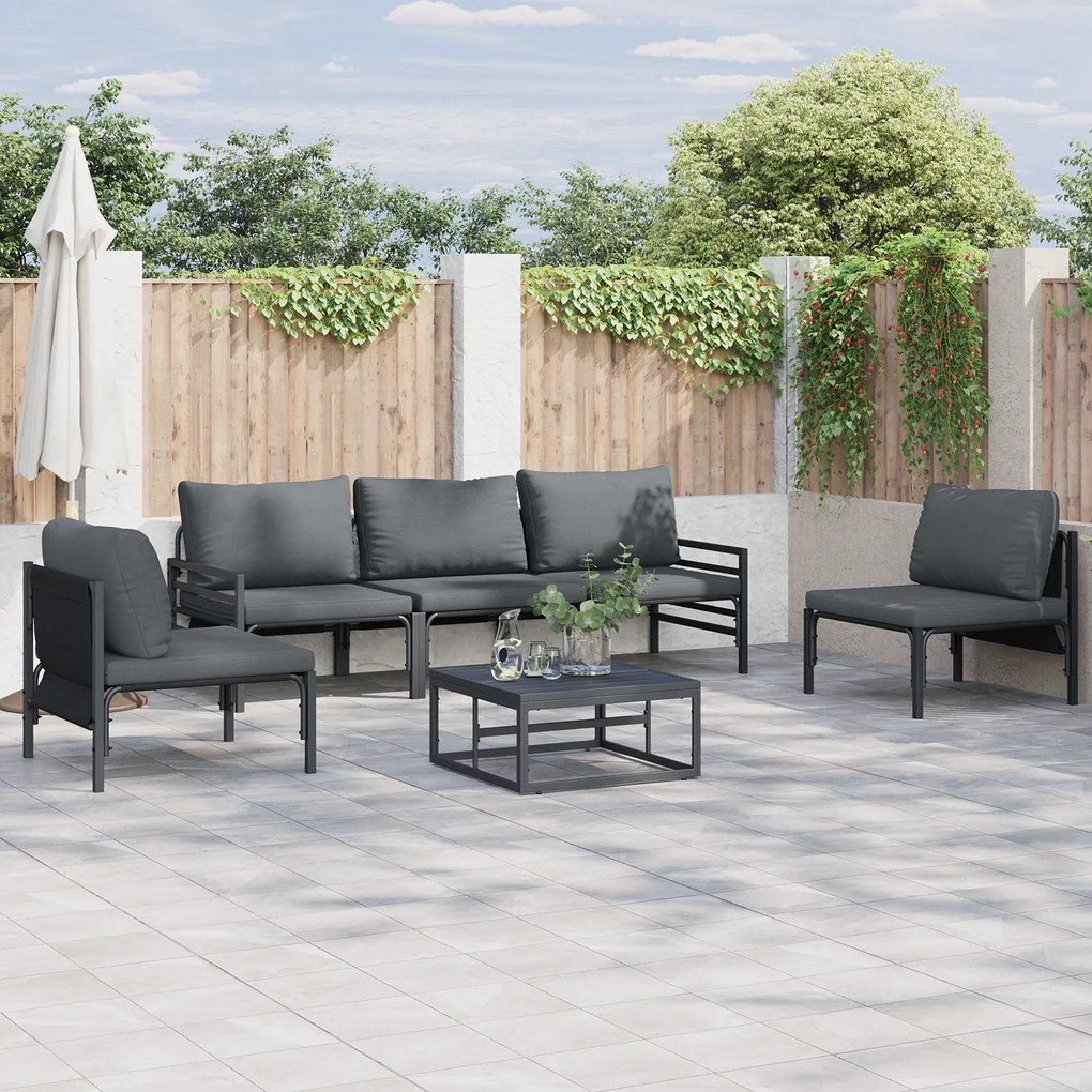 vidaXL Set de canapele pentru grădină 5 pcs Antracit Oțel