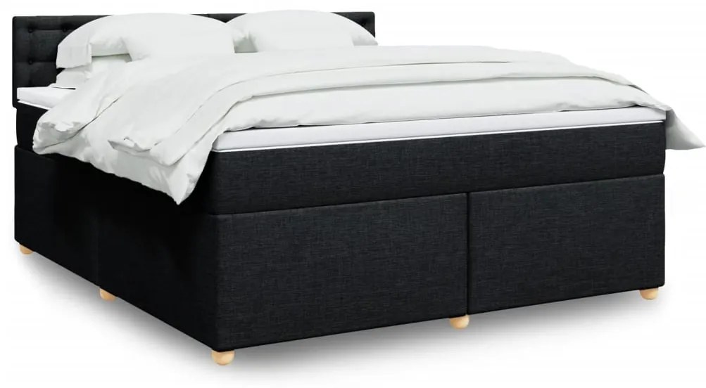 3289075 vidaXL Pat box spring cu saltea, negru, 180x200 cm, catifea