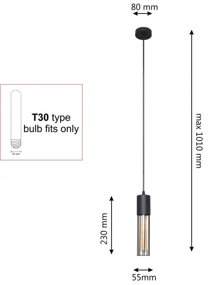 Lustră pe cablu MELODY 1xE27/15W/230V negru