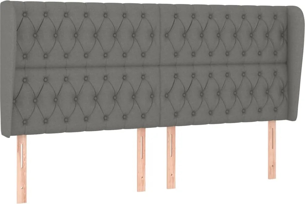 vidaXL Tăblie de pat cu aripioare gri închis 183x23x118/128 cm textil