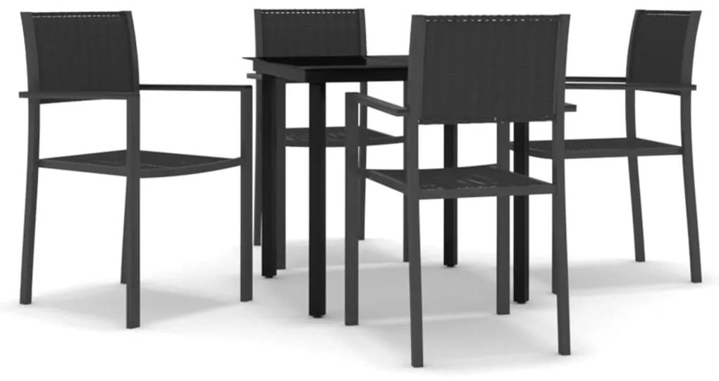 Set mobilier pentru gradina, 5 piese, negru Negru, Lungime masa 80 cm, 5