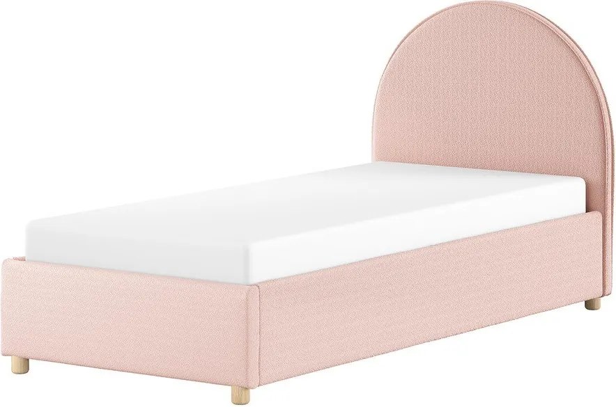 Pat roz tapițat cu spațiu de depozitare cu somieră 90x200 cm Moon – Vipack