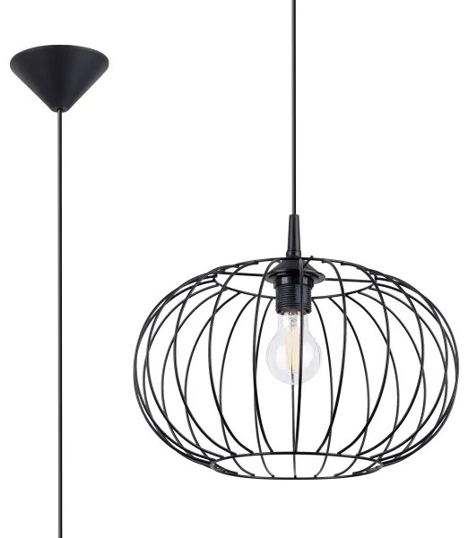 Lustră pe cablu Sollux SL.1185 TSUNO 1xE27/15W/230V negru