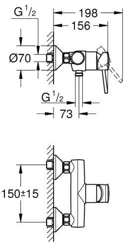 GROHE 23786000 - Baterie pentru duș START CLASSIC 150 mm, crom lucios
