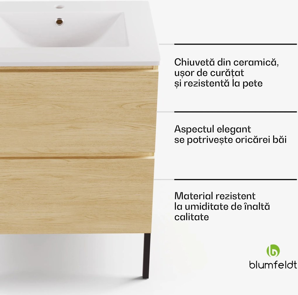 Blumfeldt Johnstone, chiuvetă și dulap pentru baie, 60 cm, chiuveta ceramica