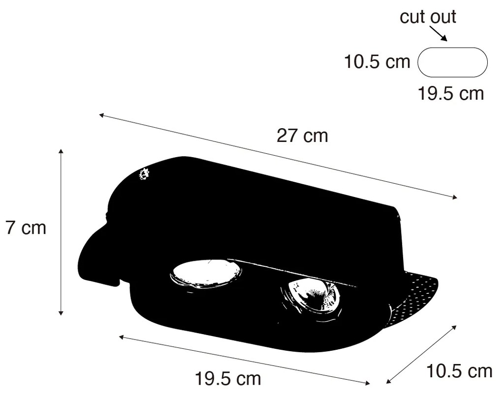 Set de 6 spoturi încastrate rotunjite albe GU10 50mm cu 2 lumini - Hubs