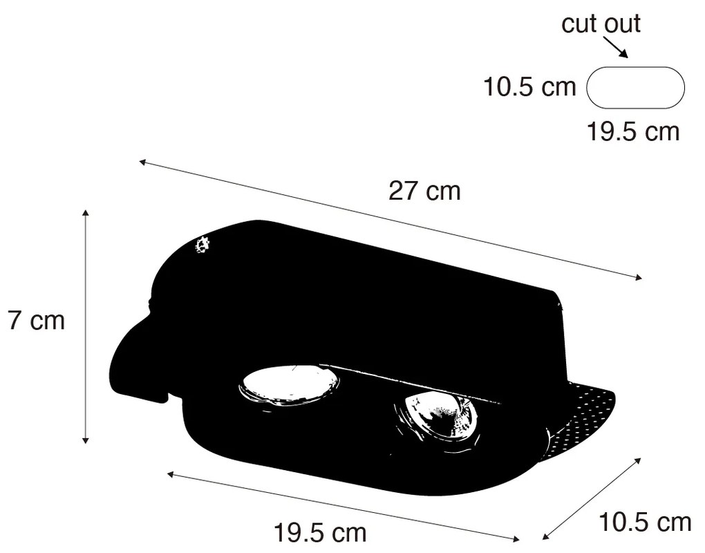 Spot încastrat rotund alb GU10 50mm cu 2 lumini - Hubs