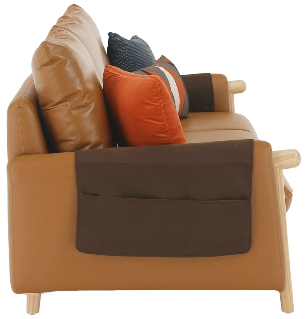 Canapea complet tapiţată 3 locuri, piele / piele ecologică maro auriu, LINSY