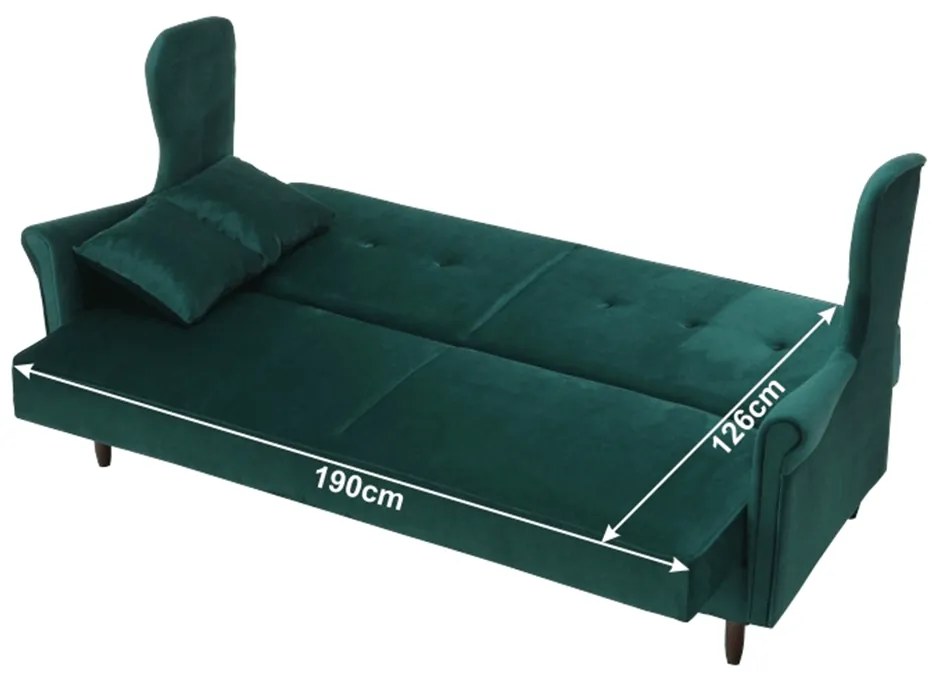 Canapea extensibilă, material textil verde, COLUMBUS