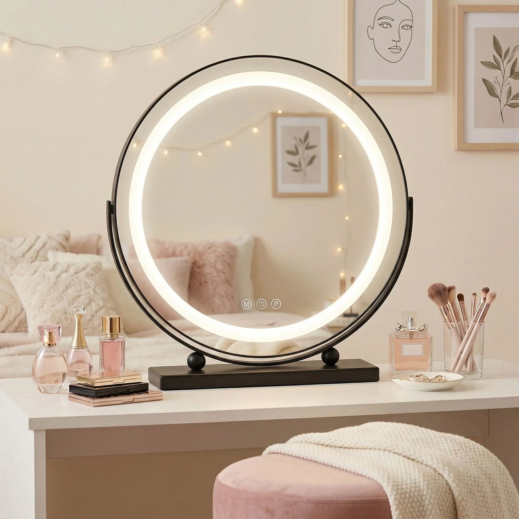 Oglindă LED MAKE-UP Black 40 cm