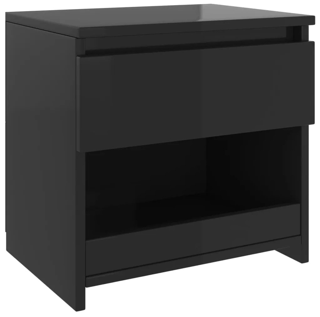 803457 vidaXL Noptieră, negru extralucios, 40x30x39 cm, PAL