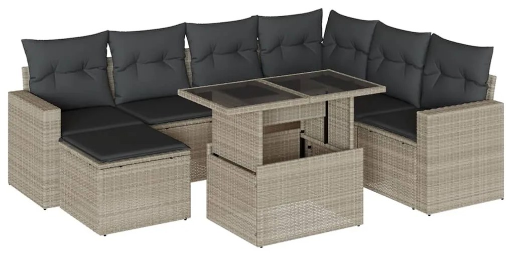 3267442 vidaXL Set mobilier de grădină cu perne, 8 piese gri deschis poliratan