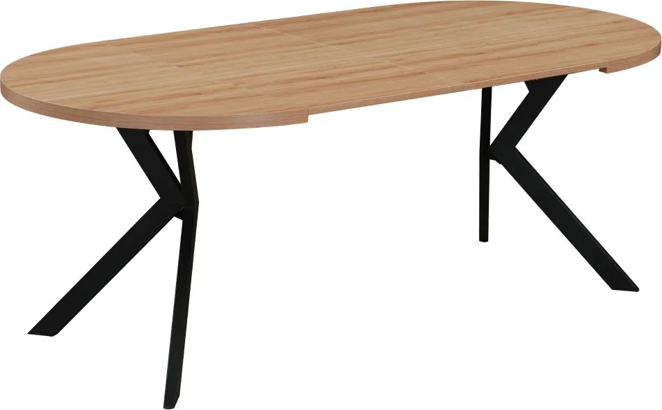 Masă extensibilă de sufragerie, stejar deschis/negru, 100-250x75,5 cm, LUKOS