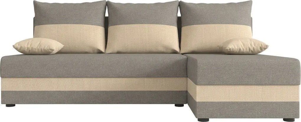 Coltar extensibil de colt VALERIO SLIM, gri deschis/bej, reversibil, 200x140 cm + 2 perne GRATUIT