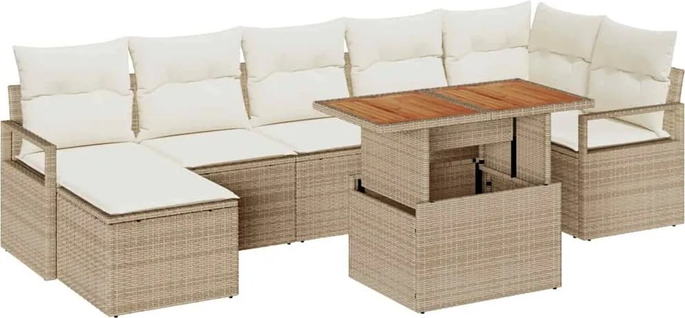 vidaXL Set de masă pentru grădină cu pernă 8 pcs Bej și crem