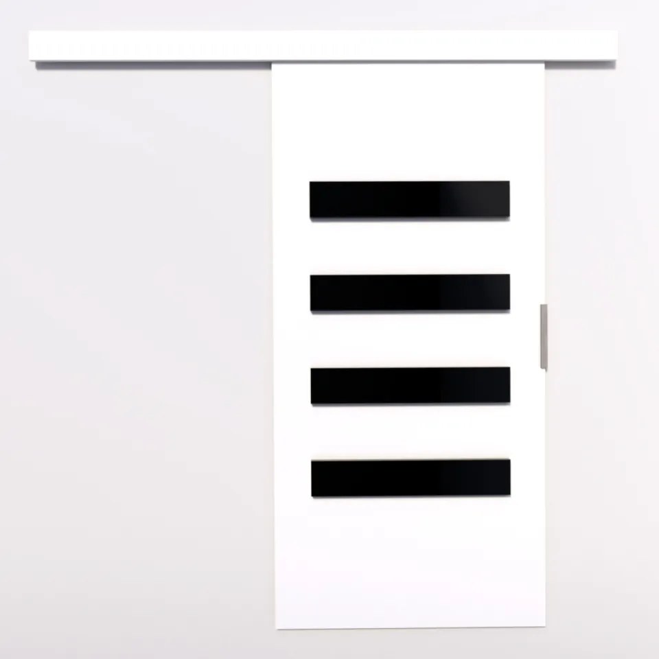 Ușă glisantă FORLI (Latime: 86 cm, Culoare: Sonoma /Negru Lacobel)