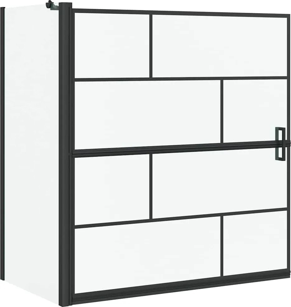 vidaXL Ecran de baie pentru duș Negru și transparent 116 x 68 x 128 cm