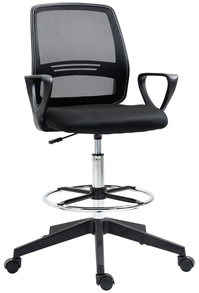 Vinsetto Scaun de birou șezut înalt reglabil taburet birou pivotant 360° plasă respirabilă | Aosom Romania
