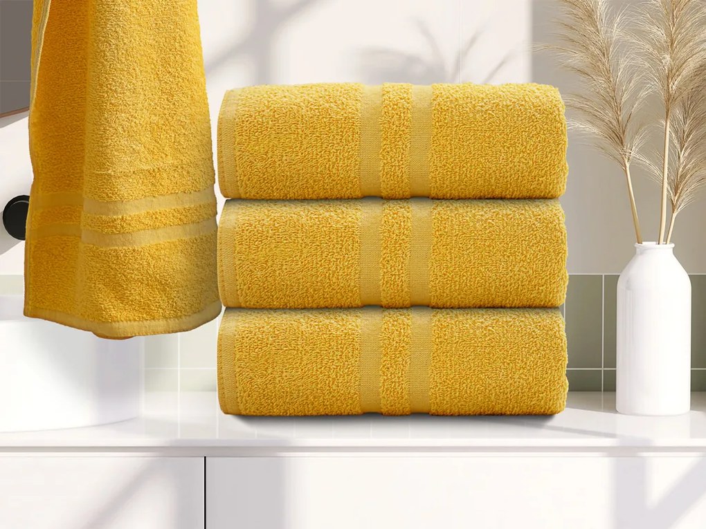 Prosop BASIC DUAL 50 x 100 cm galben, 100% bumbac