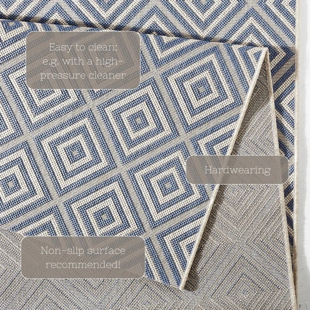 Covor de exterior NORTHRUGS Karo, 160 x 230 cm, albastru