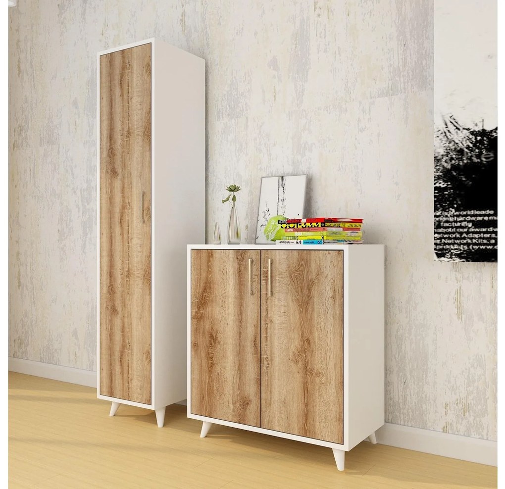 Mobilier hol Fix (Stejar + Alb). 1089049