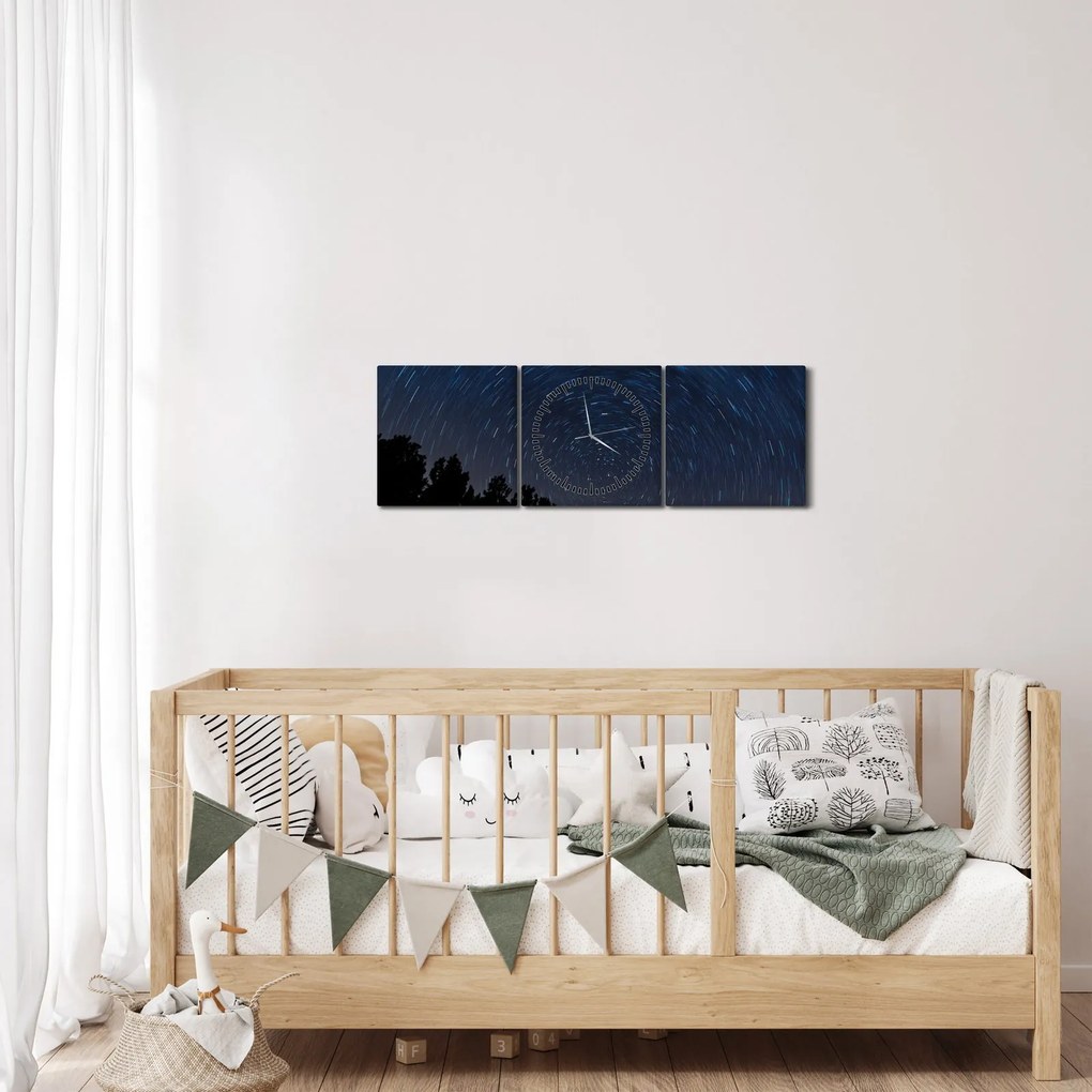Tabloul cu cerul nocturn (cu ceas) (90x30 cm)