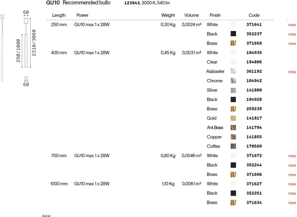Pendul minimalist LOOK SP1 ROUND D60 H1000 NERO