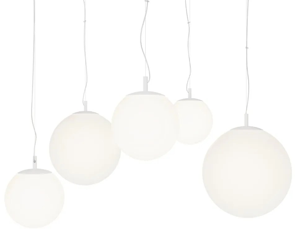 Lustra cu 5 pendule design modern Basic form alb