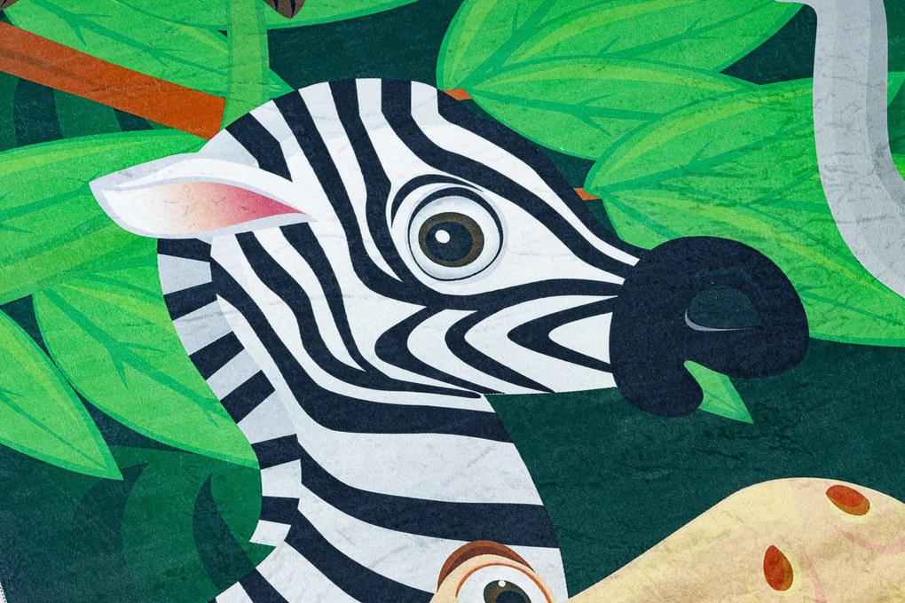 BAMBINO 2705 covor lavabil Animale, Africa pentru copii anti-alunecare - verde / maro