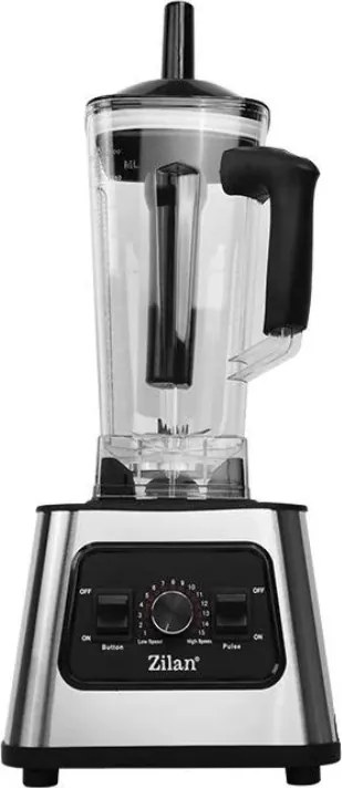Blender inox Zilan ZLN2785, Vas din sticla 2L, 15 trepte viteza + pulse, Putere 1100W