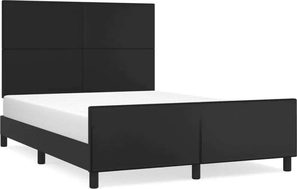vidaXL Cadru de pat cu tăblie, negru, 140x190 cm, piele ecologică
