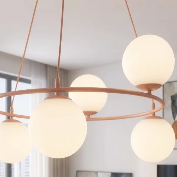 Lustră suspendată pe cablu AZURA 6xE14/10W/230V roz/alb