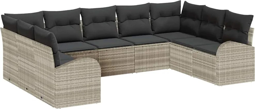 vidaXL Set de canapele pentru grădină 9 pcs Gri deschis poliratan