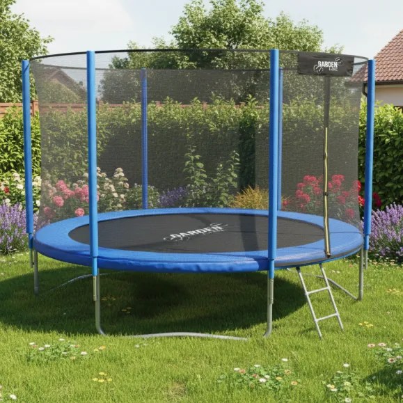 Trambulină de grădină pentru copii cu plasă de siguranță și scară 8FT - Ø 252 cm
